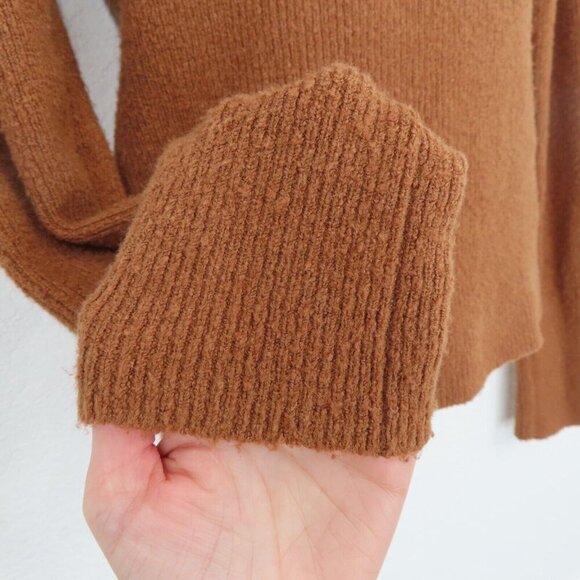 Wilfred Womens Medium Kristy Square Neck Brown Ribbed Sweater Long Sleeve - Picture 6 of 13